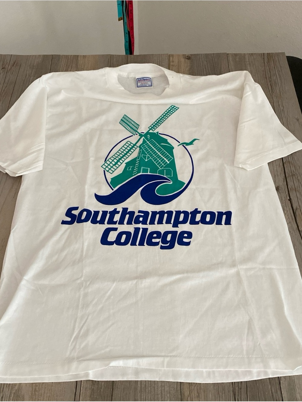 VTG All Sport Southampton College T Shirt Single Stitch Historic Windmill Large